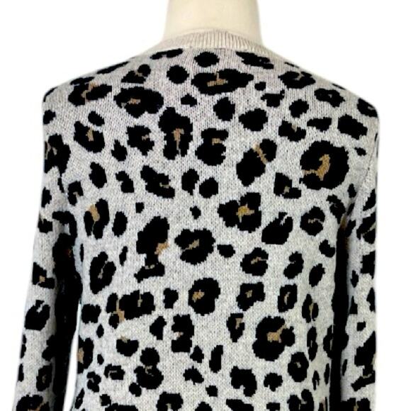LOFT Sweater Dress Crew Neck Long Sleeves Cream Leopard Women’s Plus Size XXL - Picture 8 of 10